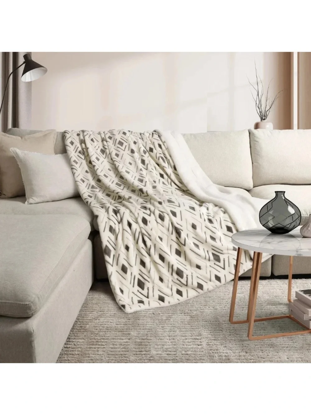 Life Comfort Ultimate Faux Fur Throw 60x70 in Cream